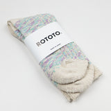 RoToTo - Kasuri Ribbed Crew Socks - Mint / Purple