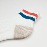 RoToTo - O.S. Ribbed Ankle Socks - White / Light Red / Medium Blue