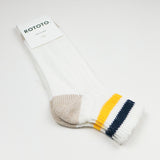 RoToTo - O.S. Ribbed Ankle Socks - White / Navy / Yellow