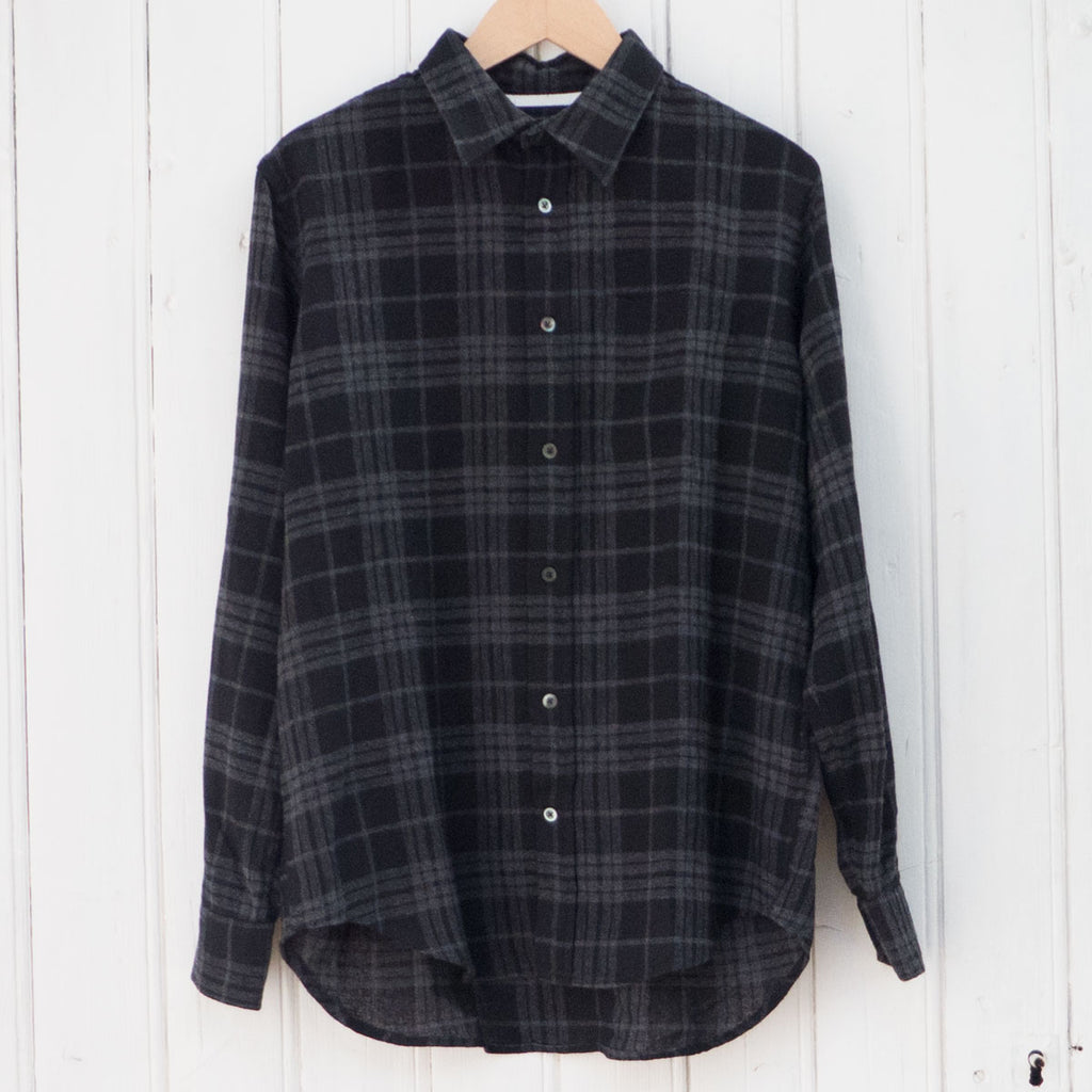 Norse Projects - Algot Relaxed Wool Check Shirt - Charcoal Mel.