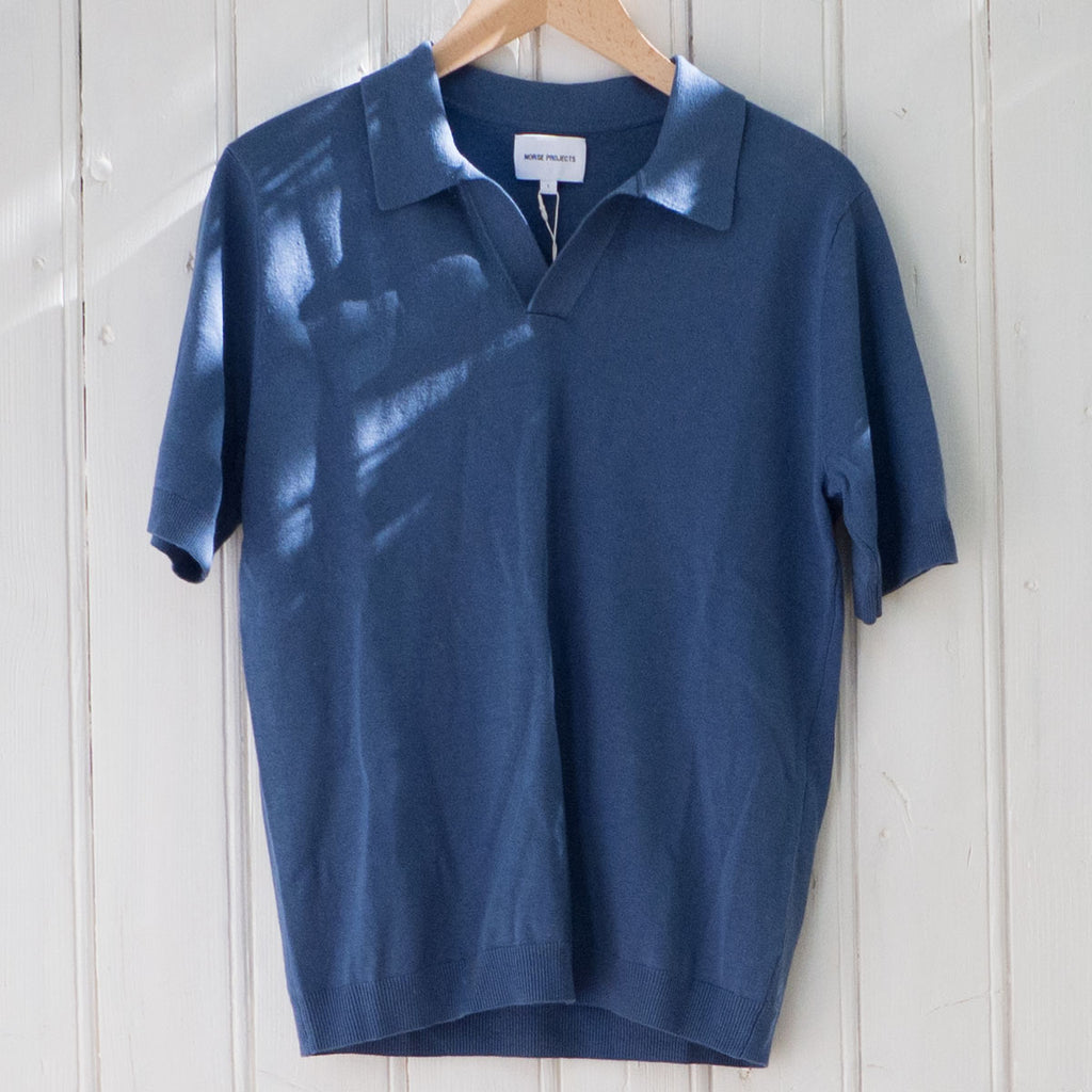 Norse Projects - Leif Cotton Linen Polo - Calcite Blue