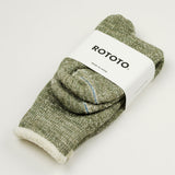 RoToTo - Double Face Merino Cotton Crew Socks - Army Green