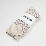 RoToTo - Kasuri Ribbed Crew Socks - Navy / Burgundy