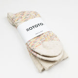 RoToTo - Kasuri Ribbed Crew Socks - Yellow / Red
