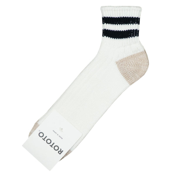 RoToTo - O.S. Ribbed Ankle Socks - White / Black