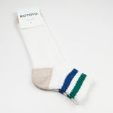 RoToTo - O.S. Ribbed Ankle Socks - White / Green / Dark Blue