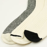 RoToTo - Recycled Cotton/Wool 3-Pack Socks - Off White / Black
