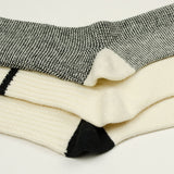RoToTo - Recycled Cotton/Wool 3-Pack Socks - Off White / Black