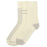 RoToTo - Recycled Cotton/Wool 3-Pack Socks - Off White / Gray