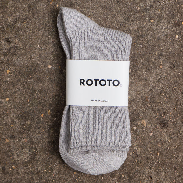 RoToTo - Washi / Recycled Cotton Rib Crew Socks - Gray