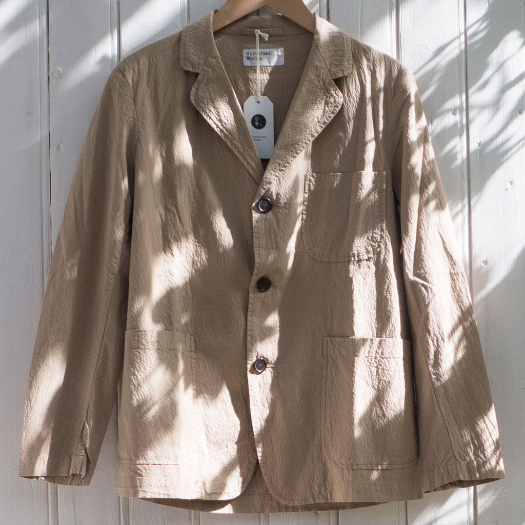 Universal Works - Three Button Jacket Seersucker II - Summer Oak