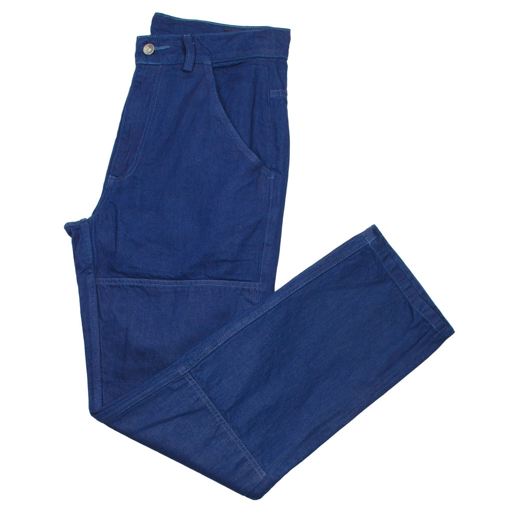 Arpenteur - Eddie Pants Cotton / Linen Sergé - Plain Woad Blue