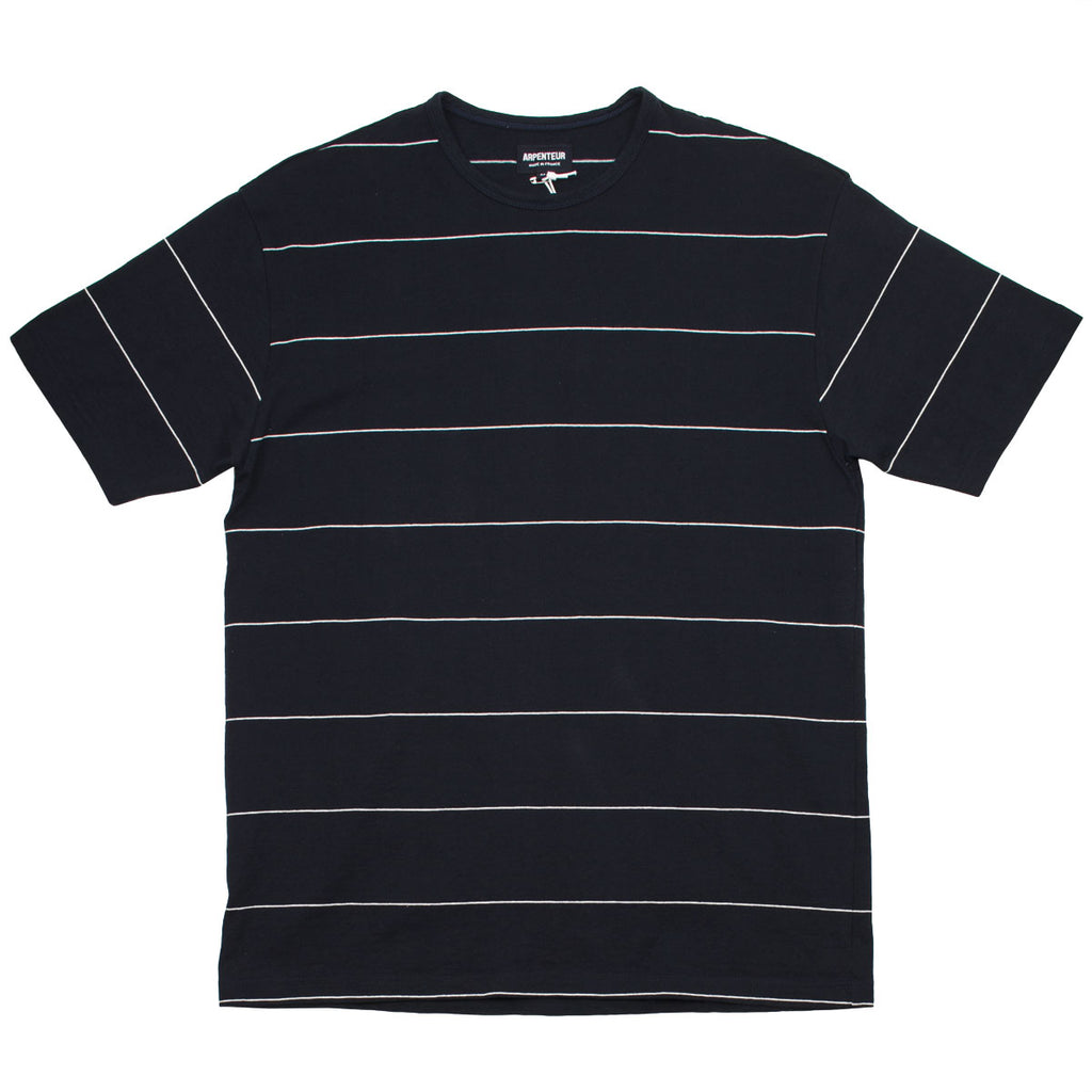 Arpenteur - Match T-shirt - Midnight Blue/Off White Fine Stripe