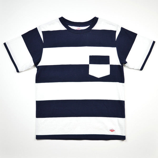 Battenwear – Rugby T-shirt – White and Navy Stripe