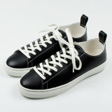 Buddy - Bull Terrier Low Smooth Leather Sneakers - Black