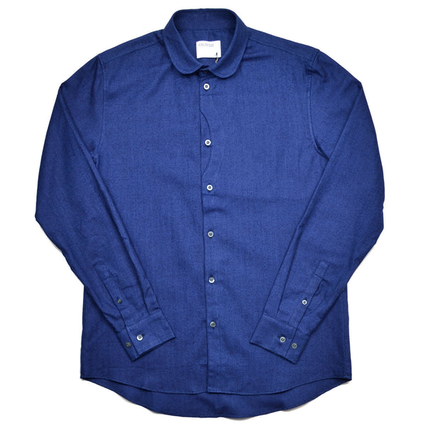 Coltesse - Ksenia Claudine Vertical Pocket Shirt - Blue Indigo Chevrons