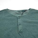 Dana Lee - Twill-sleeved Henley T-shirt - Phtalo Green Sunwash