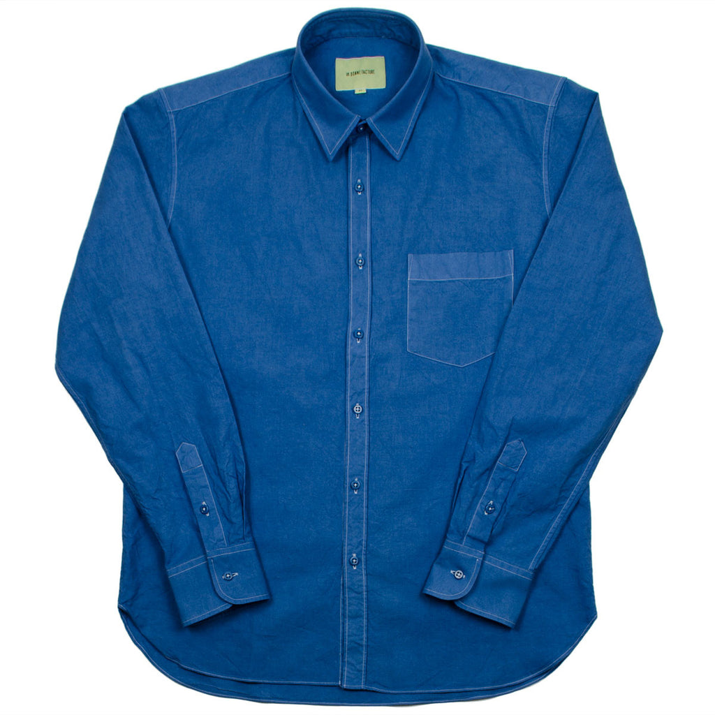 De Bonne Facture - Cotton Canvas Essential Pocket Shirt - Overdyed Pastel Blue