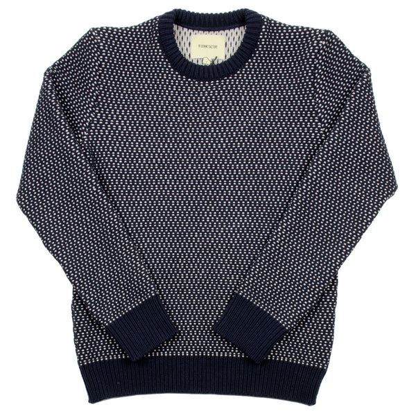 De Bonne Facture - Round-Collar Knit - Navy & Oatmeal