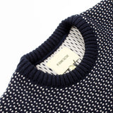 De Bonne Facture - Round-Collar Knit - Navy & Oatmeal