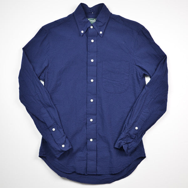 Gitman Vintage – Navy Solid Seersucker Shirt (L/S)