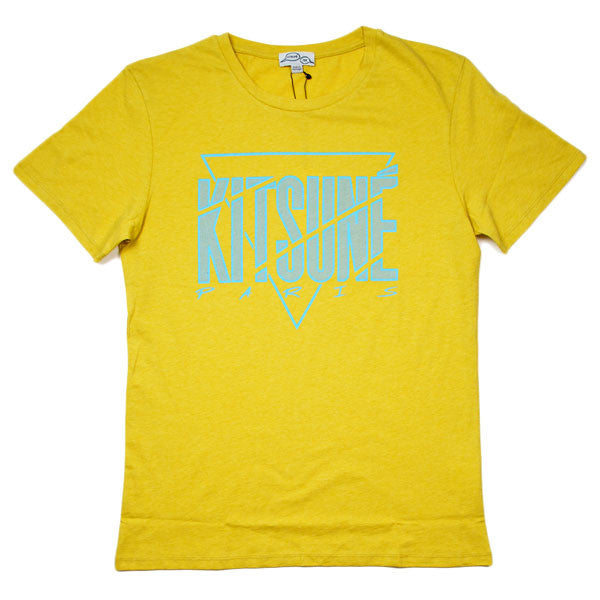 Kitsune Tee – Cracked Tee – Gold Melange / Turquoise Fluo