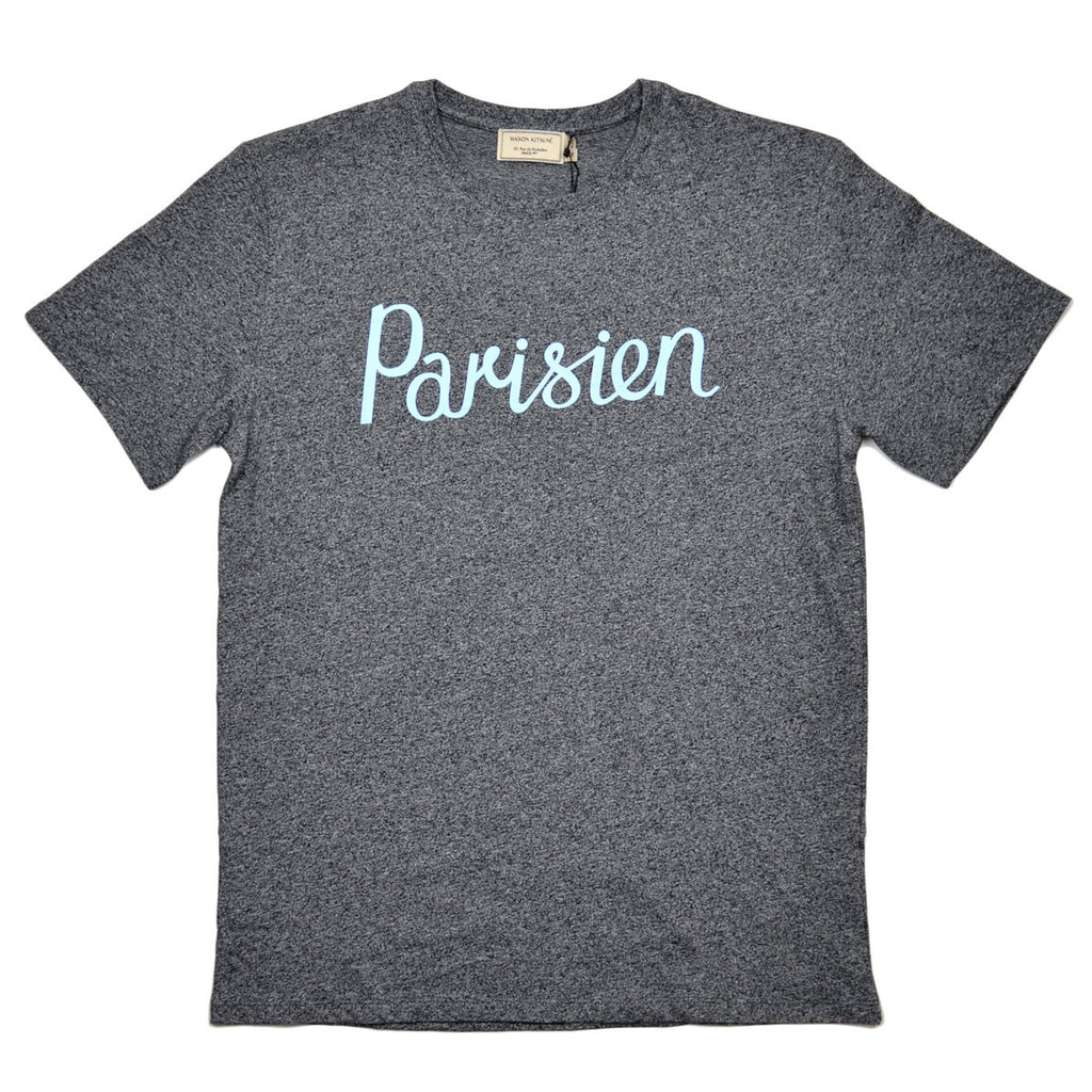 Maison Kitsuné - Parisien Printed T-shirt - Dark Grey Melange / Blue