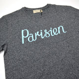 Maison Kitsuné - Parisien Printed T-shirt - Dark Grey Melange / Blue