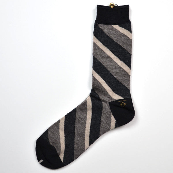Marcomonde - Striped Socks Wool - Grey / White