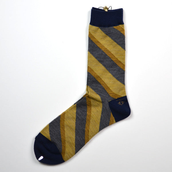 Marcomonde - Striped Socks Wool - Mustard / Grey