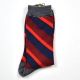 Marcomonde - Striped Socks Wool - Navy / Burgundy / Red