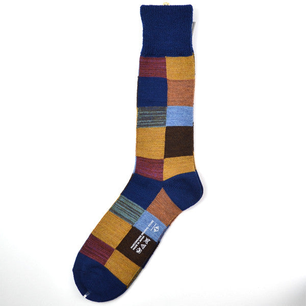 Marcomonde - Squares Socks Wool - Navy