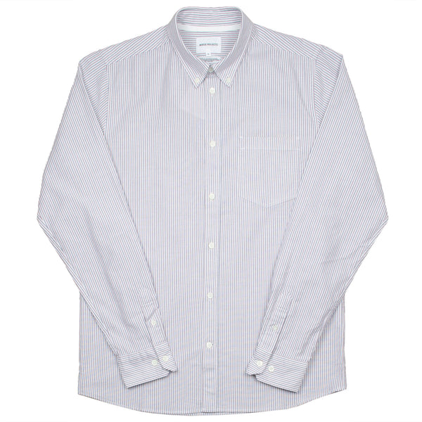 Norse Projects - Anton Oxford Shirt - Eggplant / Dark Navy Stripe