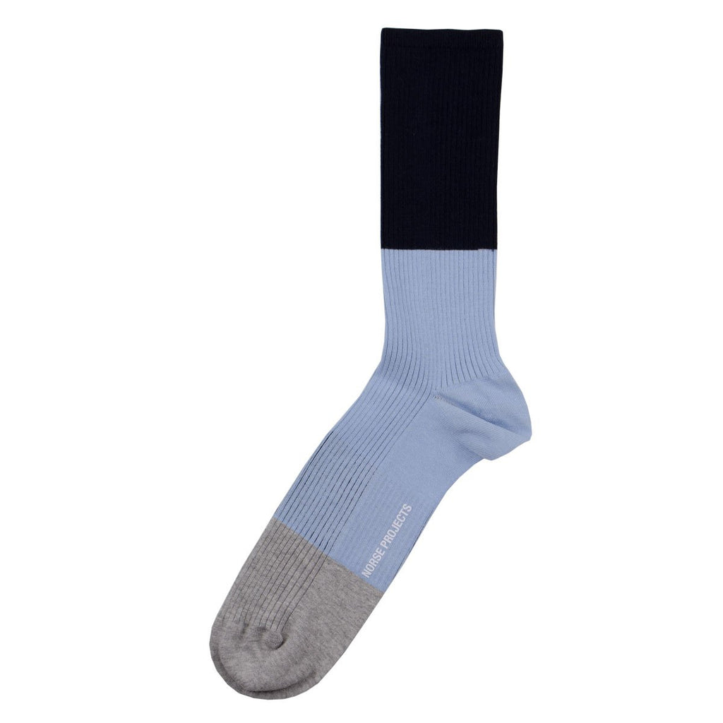 Norse Projects - Bjarki Colour Block Socks - Luminous Blue