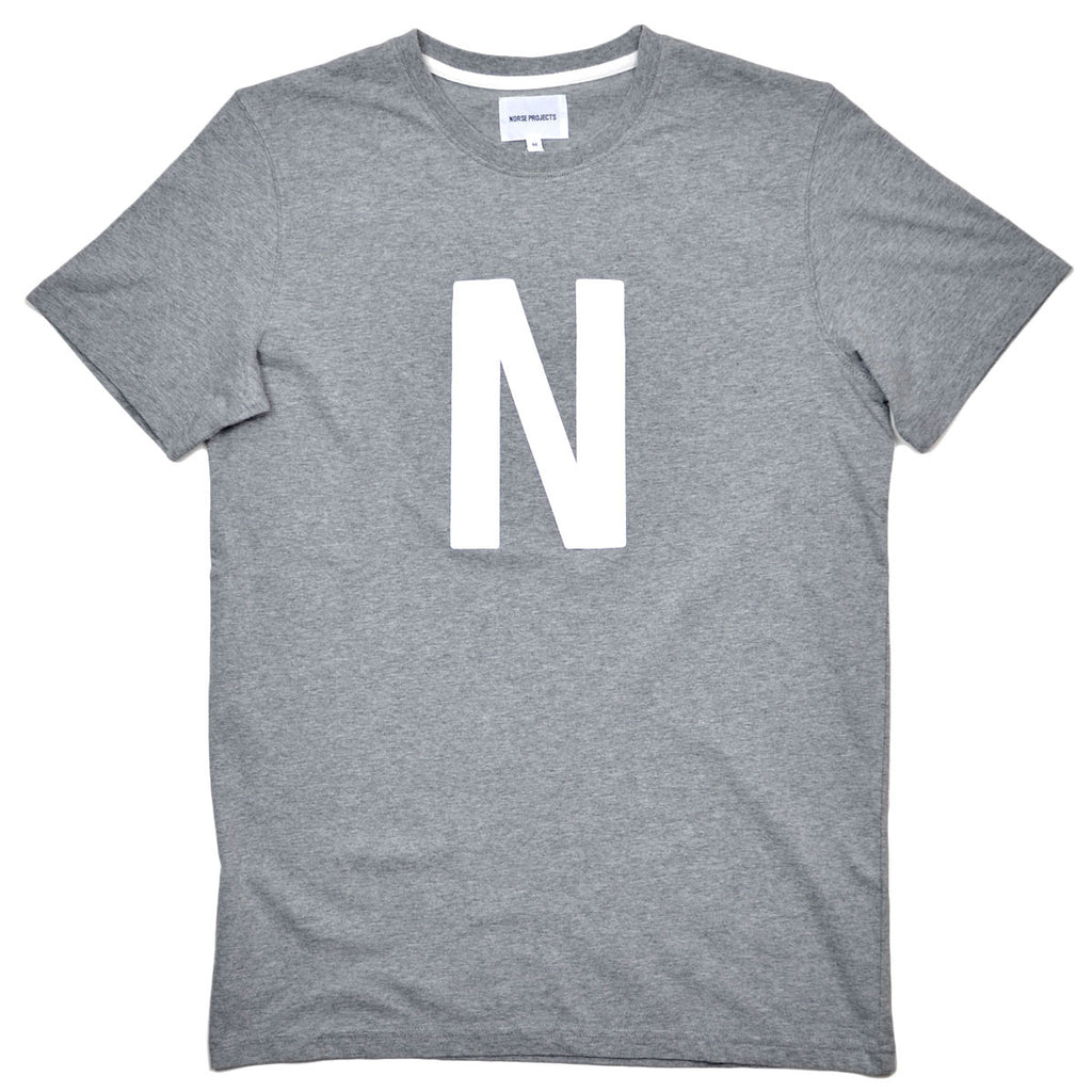 Norse Projects - Niels Basic N Logo Printed T-shirt - Light Grey Melange