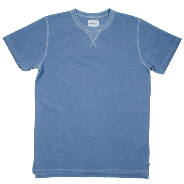 Norse Projects - Niels Indigo Piqué T-shirt - Light Indigo