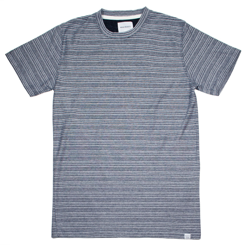 Norse Projects - Niels Multi Textured Stripe T-shirt - Navy / White