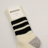 RoToTo - Coarse Ribbed Old School Crew Socks - Black