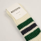 RoToTo - Coarse Ribbed Old School Crew Socks - Green / Charcoal