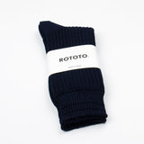 RoToTo - Cotton Waffle Crew Socks - Navy