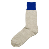 RoToTo - Doubleface Silk / Cotton Socks - Blue / M. Beige