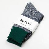 RoToTo - Doubleface Silk / Cotton Socks - Green / M. Navy