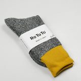 RoToTo - Doubleface Silk / Cotton Socks - Yellow / Gray