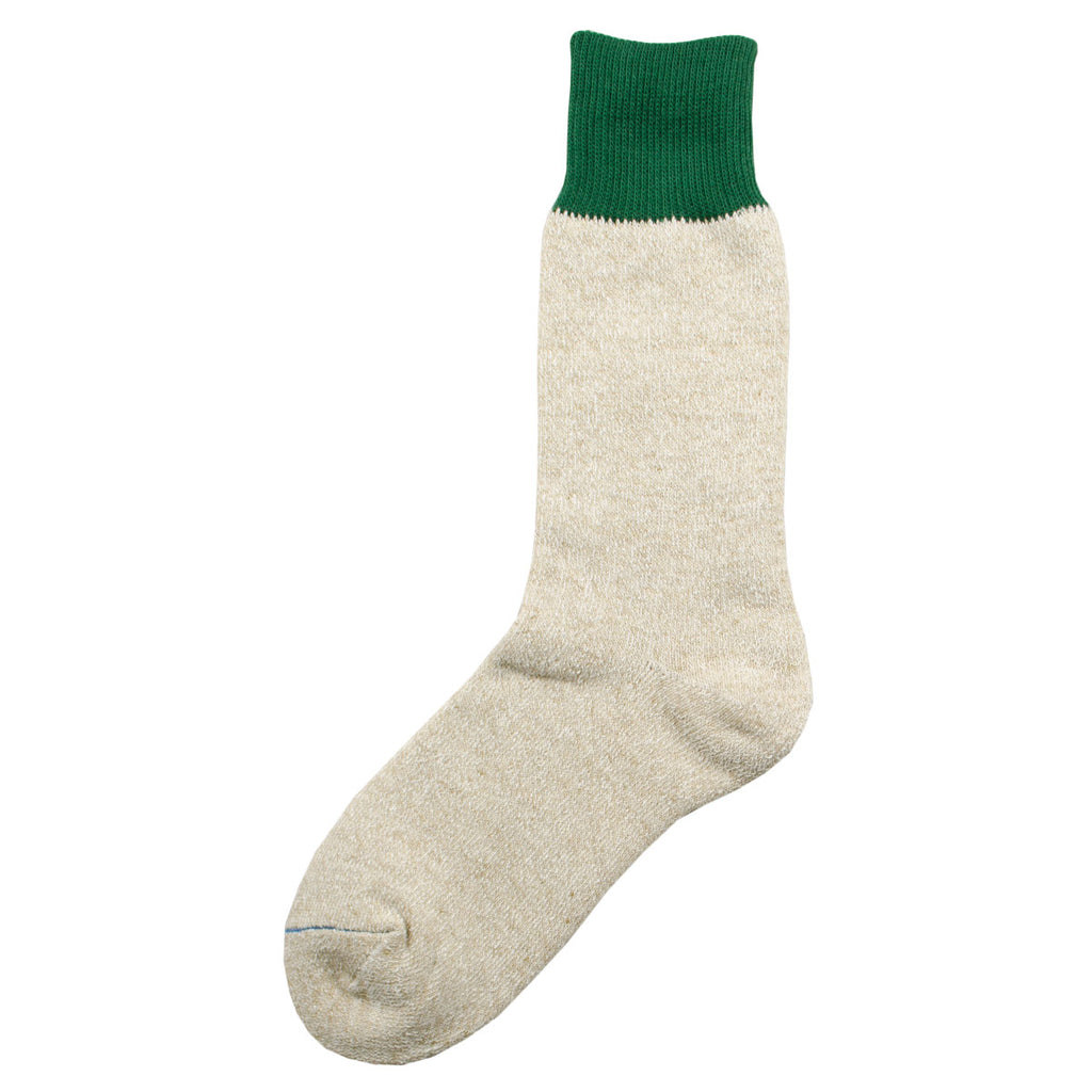 RoToTo - Doubleface Silk / Cotton Socks - Green / M. Beige