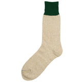 RoToTo - Doubleface Silk / Cotton Socks - Green / Medium Beige