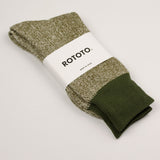 RoToTo - Doubleface Silk / Cotton Socks - Olive / Dark Khaki