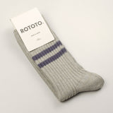 RoToTo - Hemp Organic Cotton Stripe Socks - Gray / Purple Haze