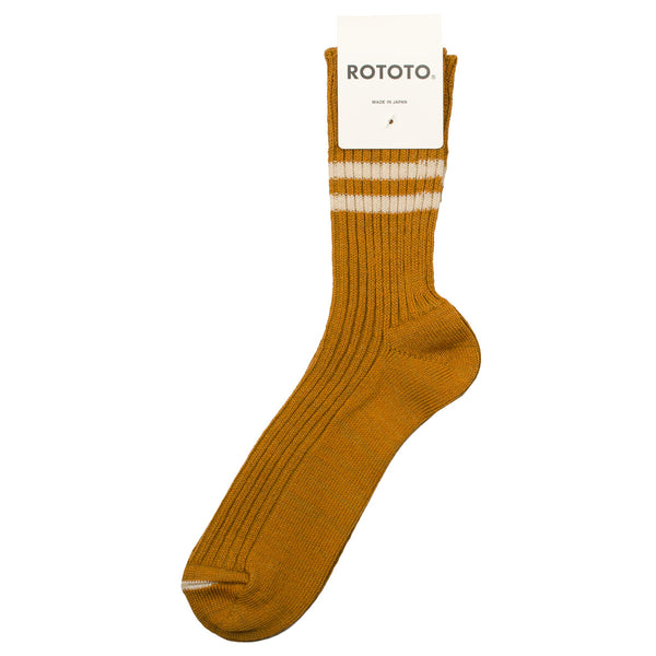 RoToTo - Hemp Organic Cotton Stripe Socks - Sunset Gold / White Sand