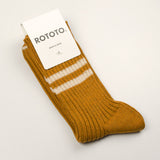 RoToTo - Hemp Organic Cotton Stripe Socks - Sunset Gold / White Sand