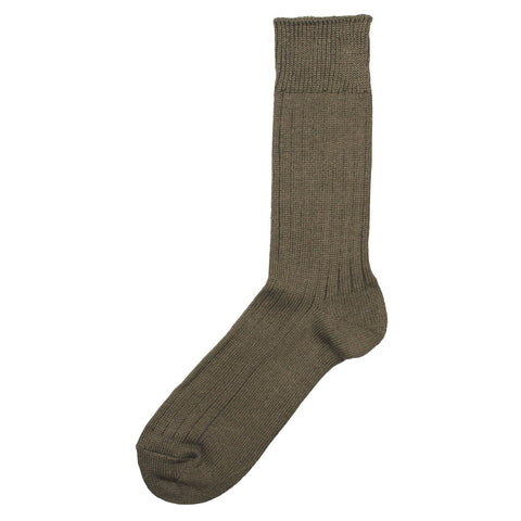 RoToTo - Linen Cotton Rib Crew Socks - Dark Gray